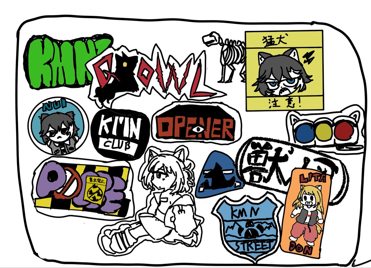 kmnzart KMNZステッカーでベッタベタのPC欲しいなという落書き