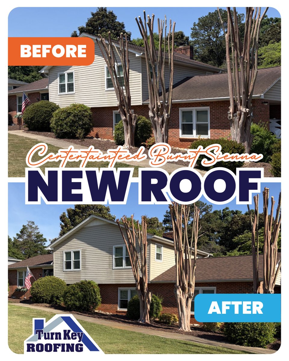 TurnKeyRoofing's tweet photo. From early signs of wear to a roof you can truly rely on ✨🏠

We handled every step using Certainteed Burnt Sienna shingles, adding a warm, wood-shake look with lasting protection. 

864.241.8133 | https://t.co/Lbg3WShINH

#TurnKeyRoofing #Roofing #Certainteedshingles https://t.co/wiNooU9MHZ