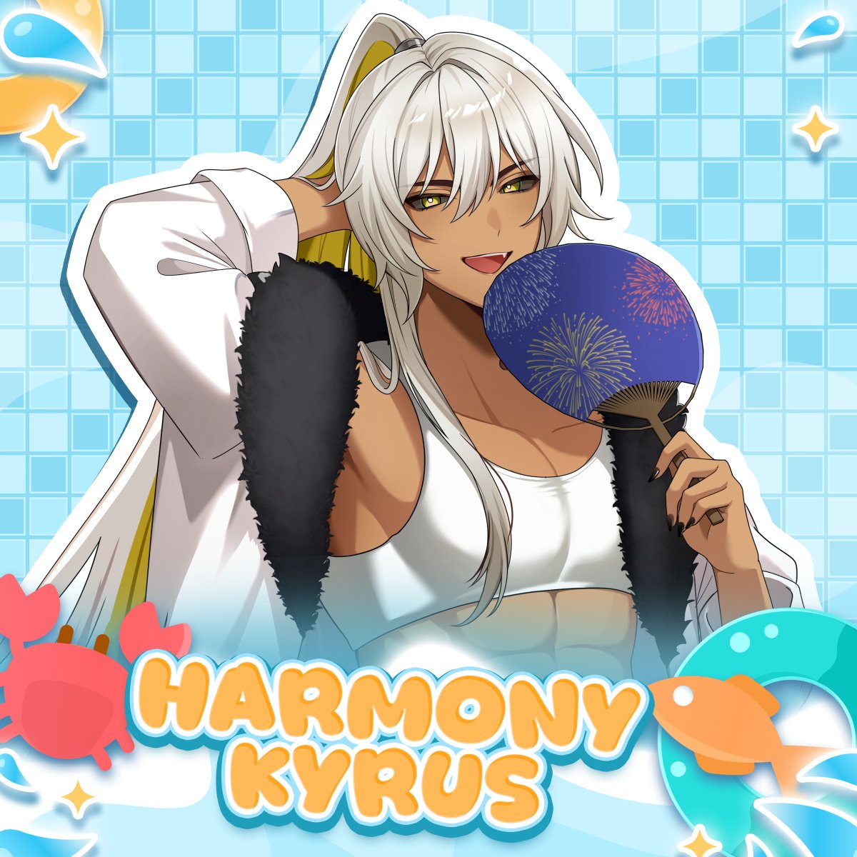 Harmony_Kyrus's tweet photo. It's FINALLY summer~ 🏖️☀️🍹

You can finally get Harmony Kyrus in a quite revealing, scandalous (sexy), hot swimsuit and cute merch pair with it! ✨

pre-order below!⤵️ https://t.co/6PWGPHDf9i