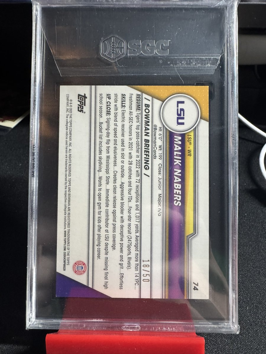 holdeene's tweet photo. Graded cards for sale. 
Malik Nabers 1st bowman gold cracked ice /50 SGC 9.5 (200 obo)

Chimecho AGS 9.5 (15 obo) https://t.co/MLICAXzct3