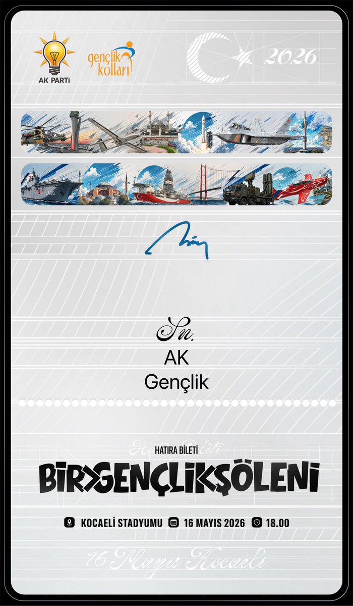 AKGenclikGM's tweet photo. Gençler, 16 Mayıs’ta Kocaeli’deyiz!🚀

Sen de hatıra biletini oluştur, “Bir Gençlik Şöleni”nde yerini al. ⤵️

https://t.co/TIbMzVQB1x https://t.co/6fog6RXVDg