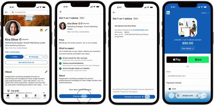 chedjoukm's tweet photo. LinkedIn propose désormais aux consultants une nouvelle façon de réserver des séances de consulting directement depuis l'application. 

Cet outil permettra aux abonnés Premium d'optimiser l'utilisation de la plateforme pour générer des prospects et développer leur activité. https://t.co/Y5HyoCMwZ3