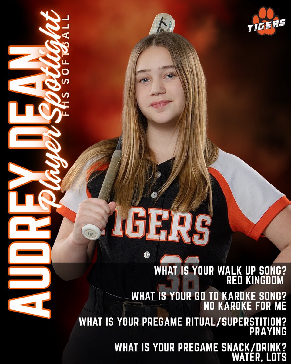 FHSTigerSB's tweet photo. Final round of Player Spotlights! 🧡

Sophia VonBank
Emma Rieck
Lilly Stevens
Audrey Dean https://t.co/whPrDA7UHj