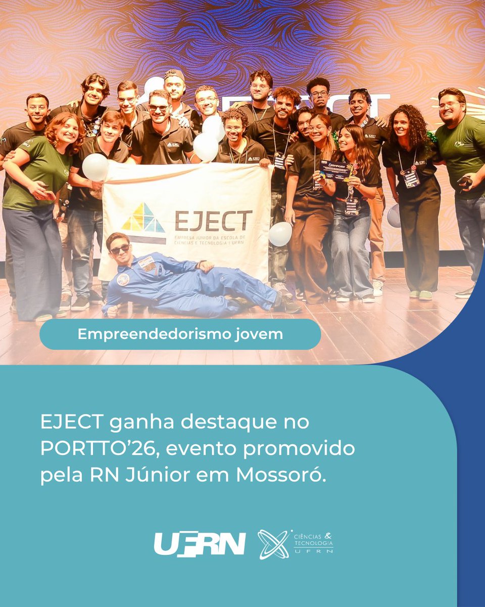ectufrn's tweet photo. A EJECT marcou presença no Portto’26 e voltou com destaque na categoria “Porttine”, além de novas conexões que fortalecem o movimento empresa júnior na UFRN. 🚀 

🔗 Confira na íntegra em: https://t.co/Ax9o9qYJv7.

#EJECT #UFRN #ECT https://t.co/H4tnMFKpHG