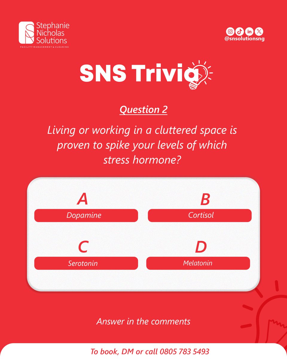 snsolutionsng's tweet photo. Correct answers only! Here’s a quick trivia to test your knowledge in the comments below 👇🏾 

Need professional cleaning? Send us a DM today.

#StephanieNicholasSolutions
#TriviaQuiz 
#ProfessionalCleaningServices https://t.co/hV7KLsQCA5