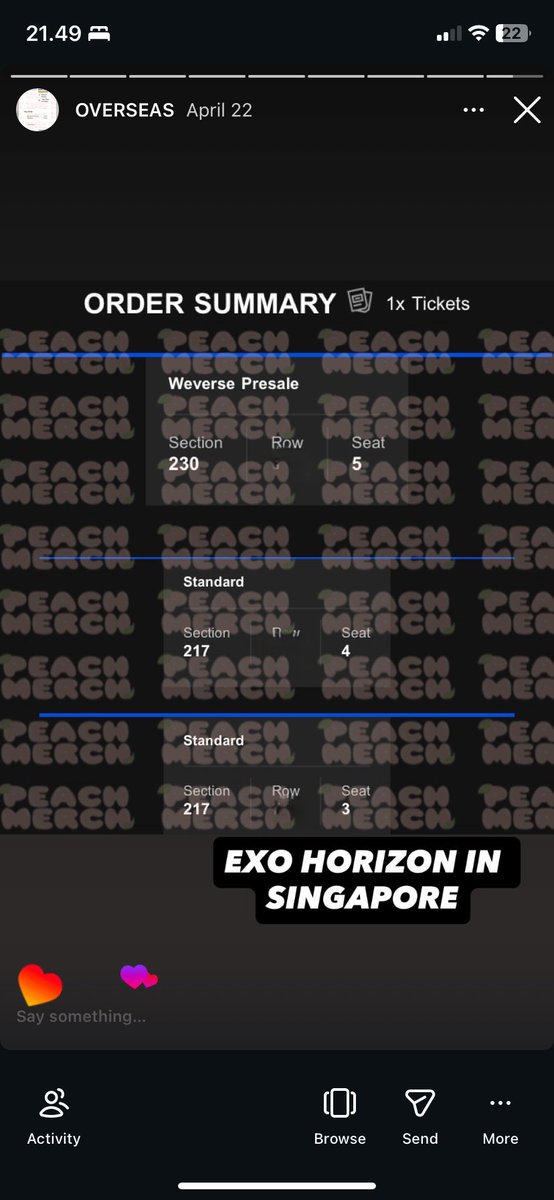 jastipeachmerch's tweet photo. Exhorizon in Singapore ✅
#peachmerch_ticketing https://t.co/BYsPDRaqhZ