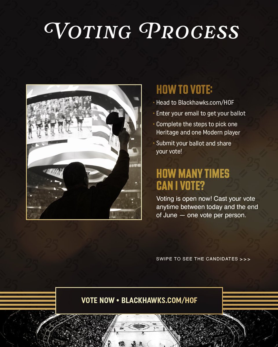 NHLBlackhawks's tweet photo. it’s time 🔔🔔 Blackhawks Hall of Fame voting ballots are open!

chosen by fans, alumni, and media, this prestigious program will serve as both a celebration of our storied past and an inspiration for future excellence. 

learn more and submit your ballot now🗳️ ➡︎ https://t.co/wDVtUIXXRO