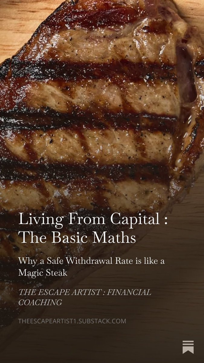 TheEscapeART1ST's tweet photo. Why a Safe Withdrawal Rate is like a Magic Steak

https://t.co/tBU81U6El8 https://t.co/ryeSpay7b9