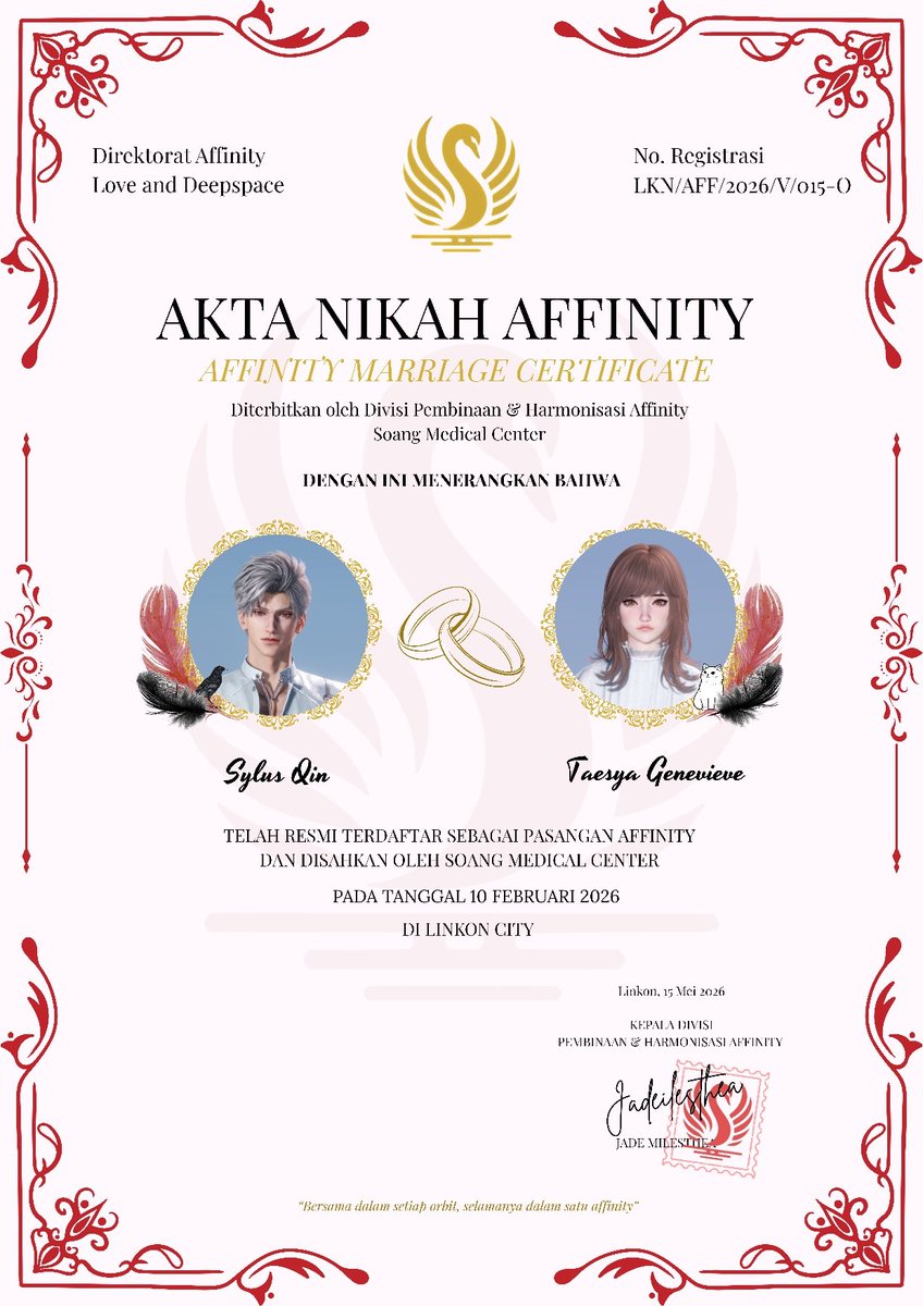 dashahazelene's tweet photo. yuhuuu akhirnya resmi diakui negara 💍🔥 seneng bgt liat #calrene ama #AeSyl udh punya akta nikah🤗
makasih banyak buat soang medical center & @happienly_04 udh dibantu proses legalitasnya! luv bgt hasilnya💖🫶 https://t.co/TxZlnGV8Jf