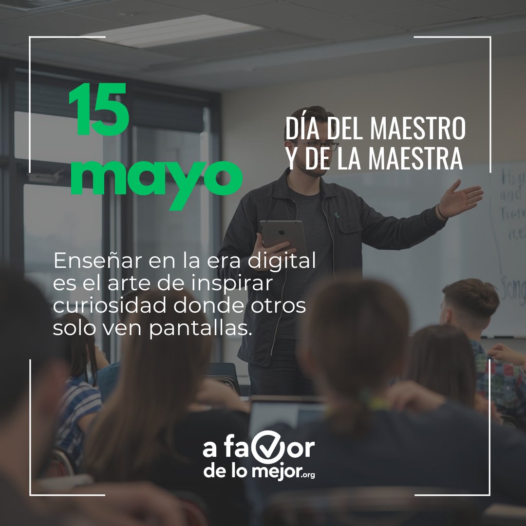 afavordelomejor's tweet photo. Enseñar en la era digital es el arte de inspirar curiosidad donde otros solo ven pantallas. 🖥️✨

A todos los profes que se adaptan, innovan y conectan.

¡Gracias por abrirnos el mundo! 🌍🙌

#DíaDelMaestro #AlfabetizaciónDigital #EdTech https://t.co/AP9j23Jm8p