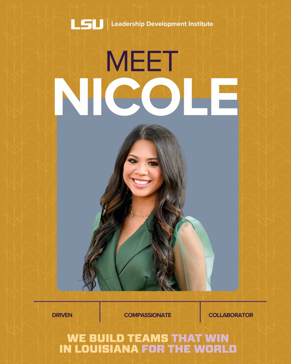 LSU_LDI's tweet photo. Meet Nicole 💜 LDI’s Leadership Program Assistant. “One of the most rewarding experiences was the Sergeants Leadership Academy and the impact it had on others.”

Fun fact: she speaks  English, Tagalog, French, and Italian 🌎

#GeauxLead #WeBuildTeamsThatWin #LSULDI #TeamsThatWin https://t.co/VjJev6dZmk