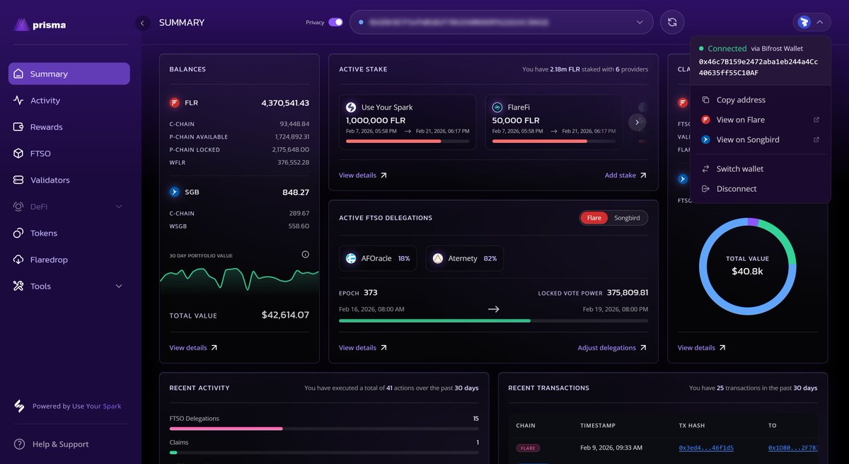 useyourspark's tweet photo. Connect your @BifrostOracle wallet to view a rich history of your interactions within the @FlareNetworks ecosystem; FTSO, Staking, Rewards and much more...

You can find a simple step-by-step guide here, to get you started:
https://t.co/66nbP7VTFF https://t.co/yHVUA3hz45