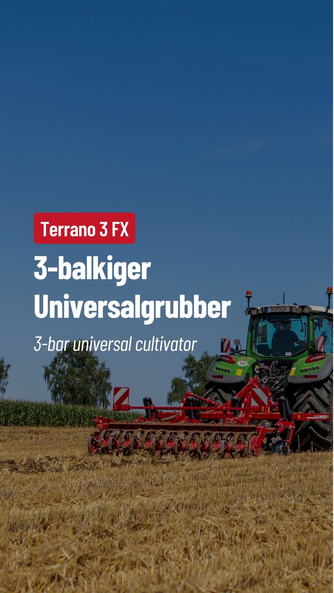 HORSCHMaschinen's tweet photo. Hard conditions? No problem for the #HORSCH Terrano 3 FX!

Shallow stubble or deep loosening – our 3-bar classic delivers perfect results due to:

👉️ MulchMix points
👉️ Maintenance-free TerraGrip tines
👉️ Disc levelling &amp; RollFlex packer

Built for flexibility &amp; durability! https://t.co/ZBF5XGQGjE
