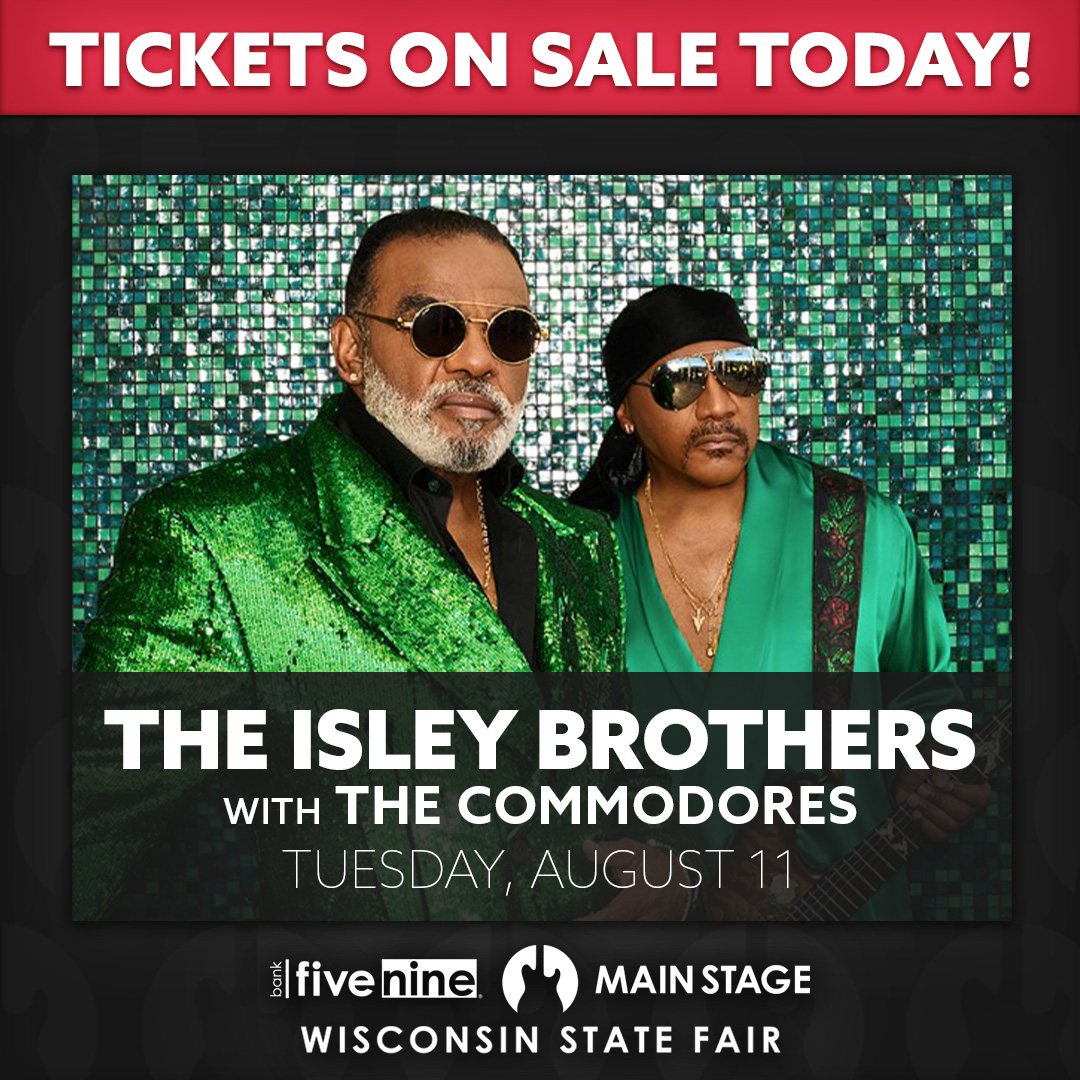 wistatefair's tweet photo. ON SALE NOW: 🎵 You make me wanna shout 🎵

The Isley Brothers with The Commodores are bringing their iconic, chart-topping hits to the Bank Five Nine Main Stage on Tuesday, Aug. 11 - and tickets are on sale now!

Don't miss out ➡️ https://t.co/WihN8J9z1u https://t.co/u9XLc5t1RH