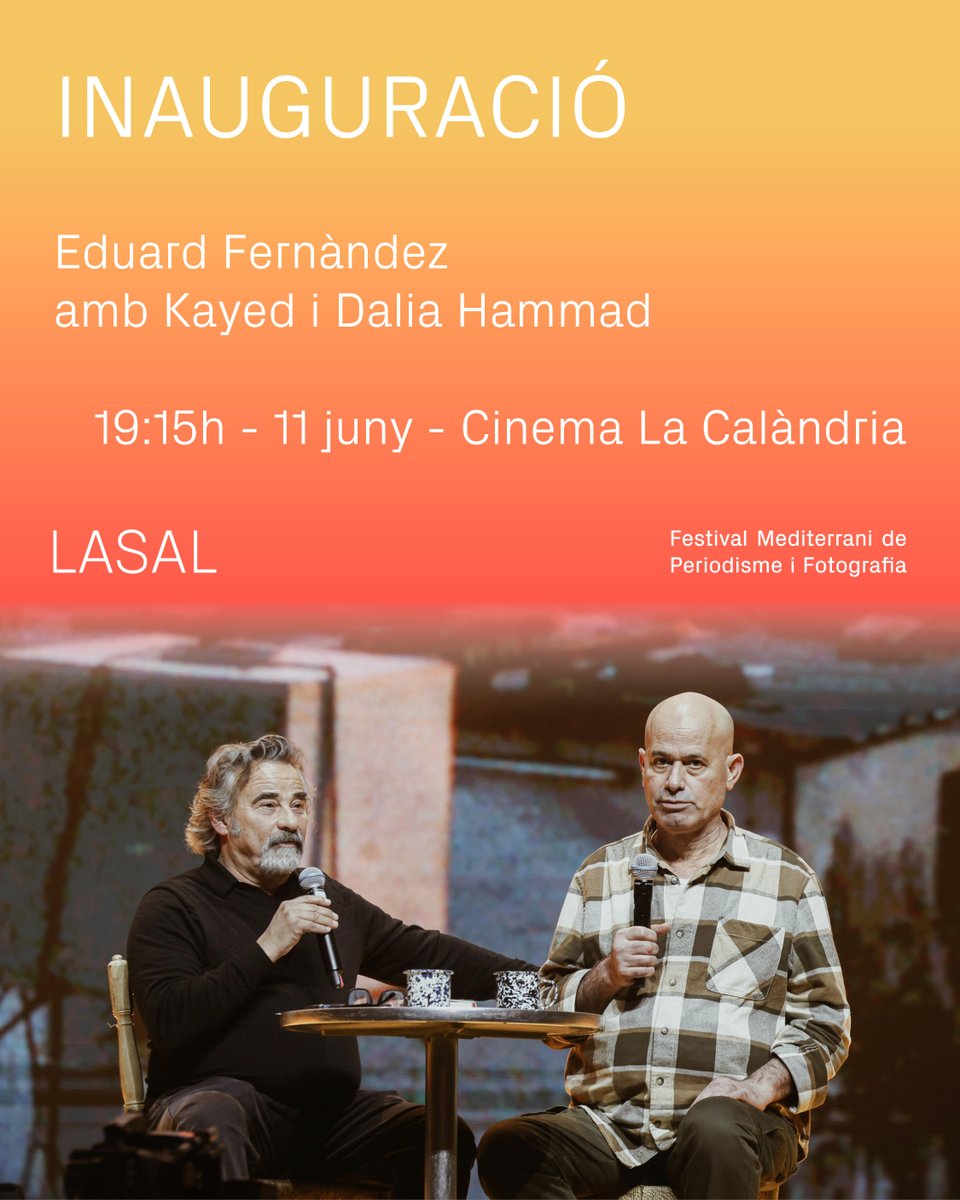 EduPonces's tweet photo. Inauguración de lujo el jueves 11 de junio a las 19:15 h.

El actor Eduard Fernández conversa con @kayed_hammad , periodista de Gaza, y Dalia Hammad, fotógrafa ganadora de los Premios Ortega y Gasset y Zampa 2025. https://t.co/cV8y6iJJ19