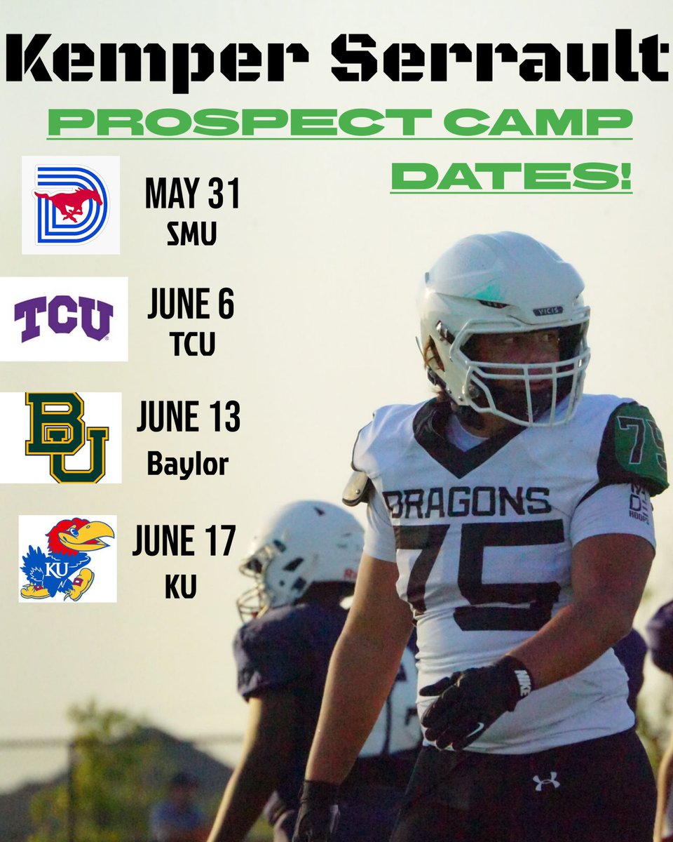 kemper_2030's tweet photo. Ready to compete this summer! 🔥

@SMUFB @TCUFootball @BUFootball @KU_Football @CoachThibbs @_CoachJmac @GreerJacori @CoachPanagos @PrepRedzone @PrepRedzoneTX @RallyPreps @sixstarfootball @raj_manjrekar @NXTGenRecruits 

#TXHSFB #classof2030 https://t.co/Cv47fTF6Cc