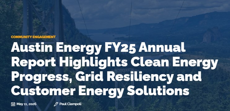 publicpowerorg's tweet photo. .@austinenergy’s Fiscal Year 2025 Annual Report highlights major progress in clean energy, grid resiliency and customer energy solutions during a milestone year for the utility, the Texas public power utility recently reported. Read more: https://t.co/J4sSxlDshb https://t.co/DkncjkK2Ve