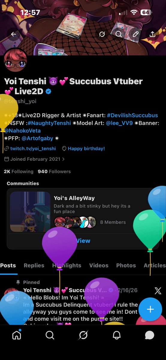 tenshi_yoi's tweet photo. The attack of the balloons are here! ( I’m also streaming so why not stop by ☺️) https://t.co/HDLPwXTVmt
