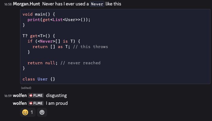 wolfenrain's tweet photo. 😭 they grow up so fast 

My boy @mrgnhnt96_dev is learning the ropes of writing Dart code that borders on insanity and I couldn’t be more proud 🥺 https://t.co/6fTW7f5VQv