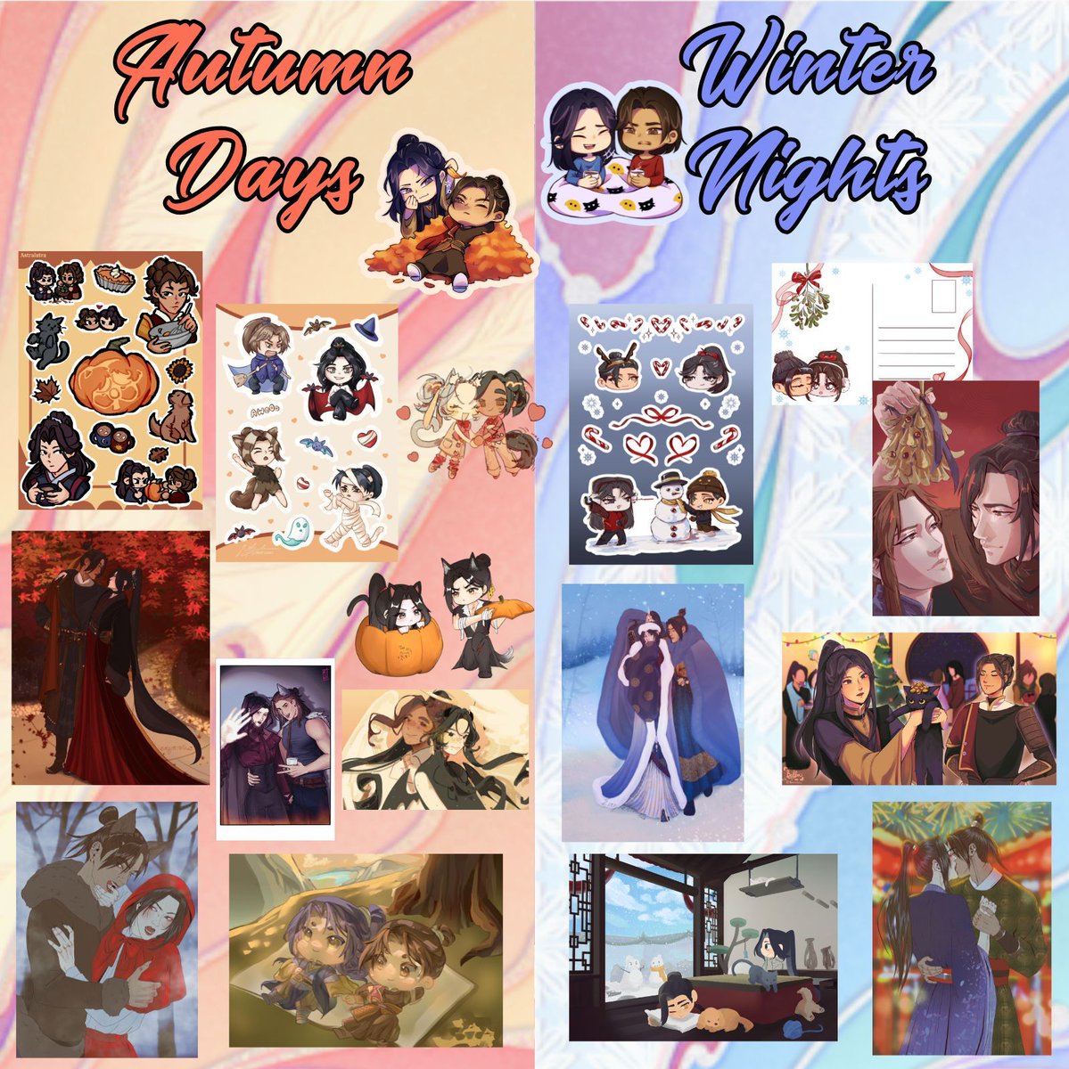 FQMerch's tweet photo. It's #Fengqing Friday! Preorders for the Autumn Days, Winter Nights merch box are open!🍂❄️ Here's a look at our showstopping joint bundle, which comes with all the autumn and winter merch, PLUS an exclusive pin and photocard set! Get yours here: https://t.co/SnwHEjMvKL
#tgcf https://t.co/SPqbBB8Pe0