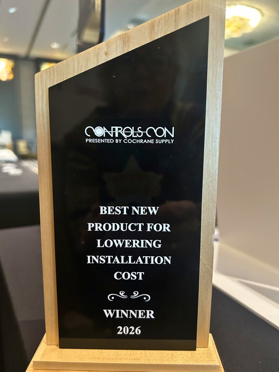 FunctionalDvces's tweet photo. We’re honored to share that we received the “Best New Product for Lowering Installation Cost” award at Controls Con 2026! 🏆

We’re grateful for the opportunity and thankful to Cochrane Supply &amp; Engineering for putting on another great event.

#ControlsCon #BuildingAutomation https://t.co/SMMxdQclM8