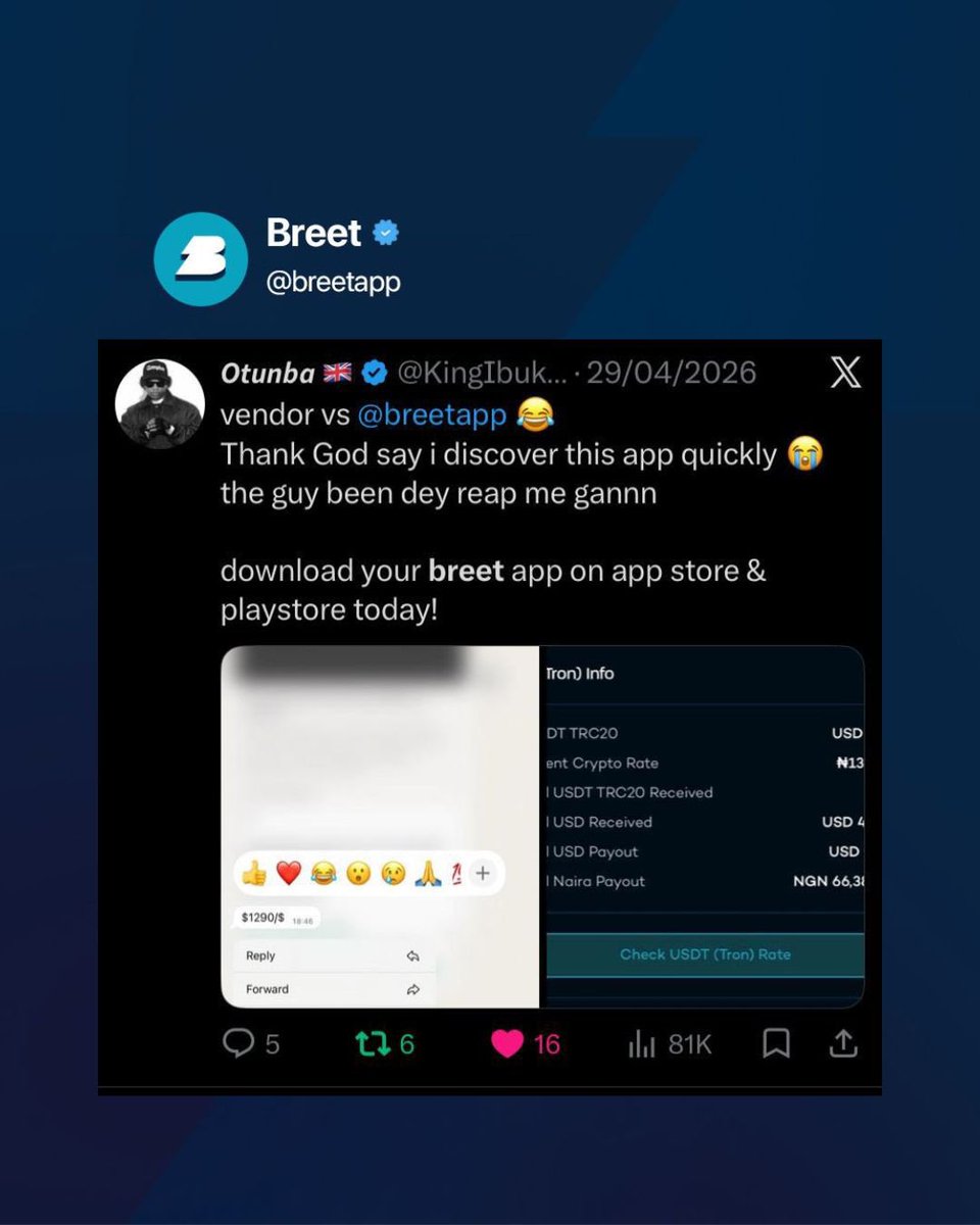 breetapp's tweet photo. Crypto transactions should NOT be hard. Our users agree 😉
These are the kind of feedback we love to see 🫶

#UseBreetApp #Breet #Reviews #Testimonials #BreetApp https://t.co/9veFKnAX3A