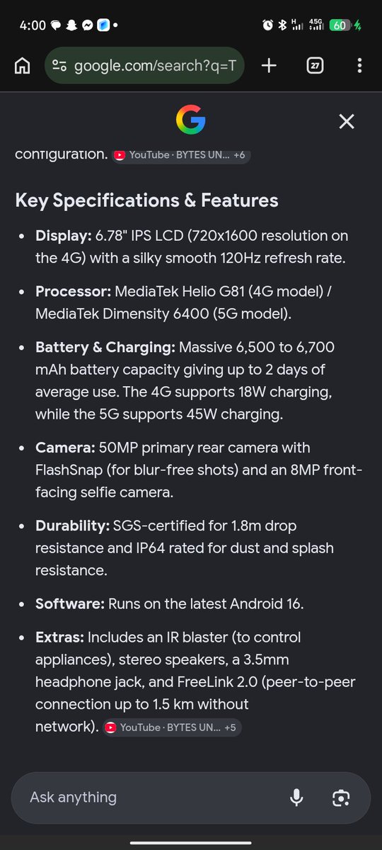 ADEBAYOADESIYA1's tweet photo. @TECNOMobileNG What stopped my scroll: *7000mAh battery + IP64 + 1.8m drop resistance* 💪
Most budget phones give you big battery OR durability. SPARK 50 gives both. Built for Nigeria - no light, rough roads, and it still lasts all day.
#TECNOSPARK50 #PowerForDays https://t.co/NPMPM7Ma3Y