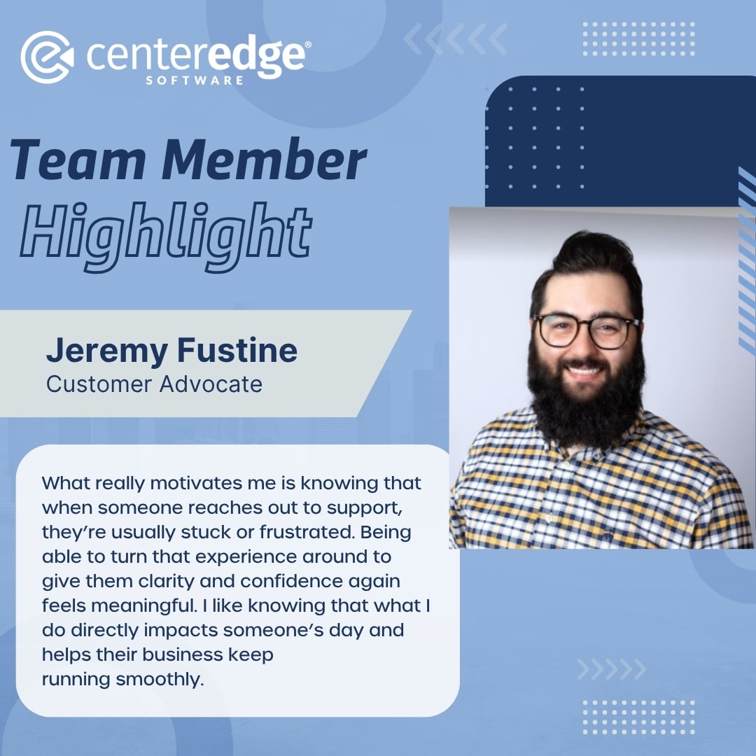 centeredgesoft's tweet photo. Learn what Jeremy Fustine on our support team has to say about life at CenterEdge. 🎤👥 https://t.co/3lj1vsAGXG