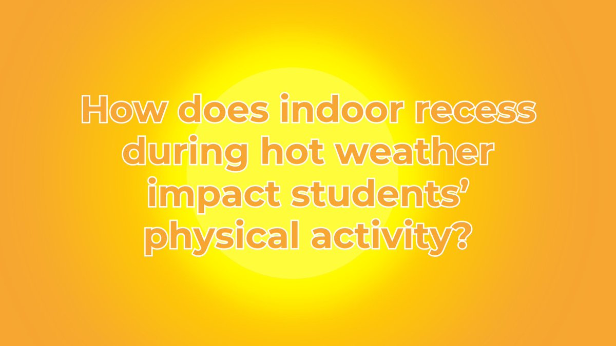 getwalkabouts's tweet photo. How does indoor recess during hot weather impact students' physical activity? A study of 5th grade students in Phoenix, Arizona found that during high-heat weather (91°F–109°F), gym-based recess yielded nearly double the moderate-to-vigorous physical activity of outdoor recess. Classroom-based recess was found to be overwhelmingly sedentary. https://t.co/rnBVAMDsgm