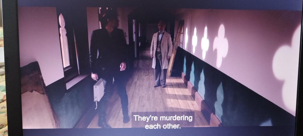AmyVersailles's tweet photo. Rewatching #GoodOmens1 and Crowley is saying an interesting sentence in ep2 at the paintball!
"Everyone's having miraculous escapes there's no fun otherwise"

God wants to have fun, her two fav characters can't disappear at the end of #GoodOmens3spoilers They miraculously escaped https://t.co/08TaJs2RdG