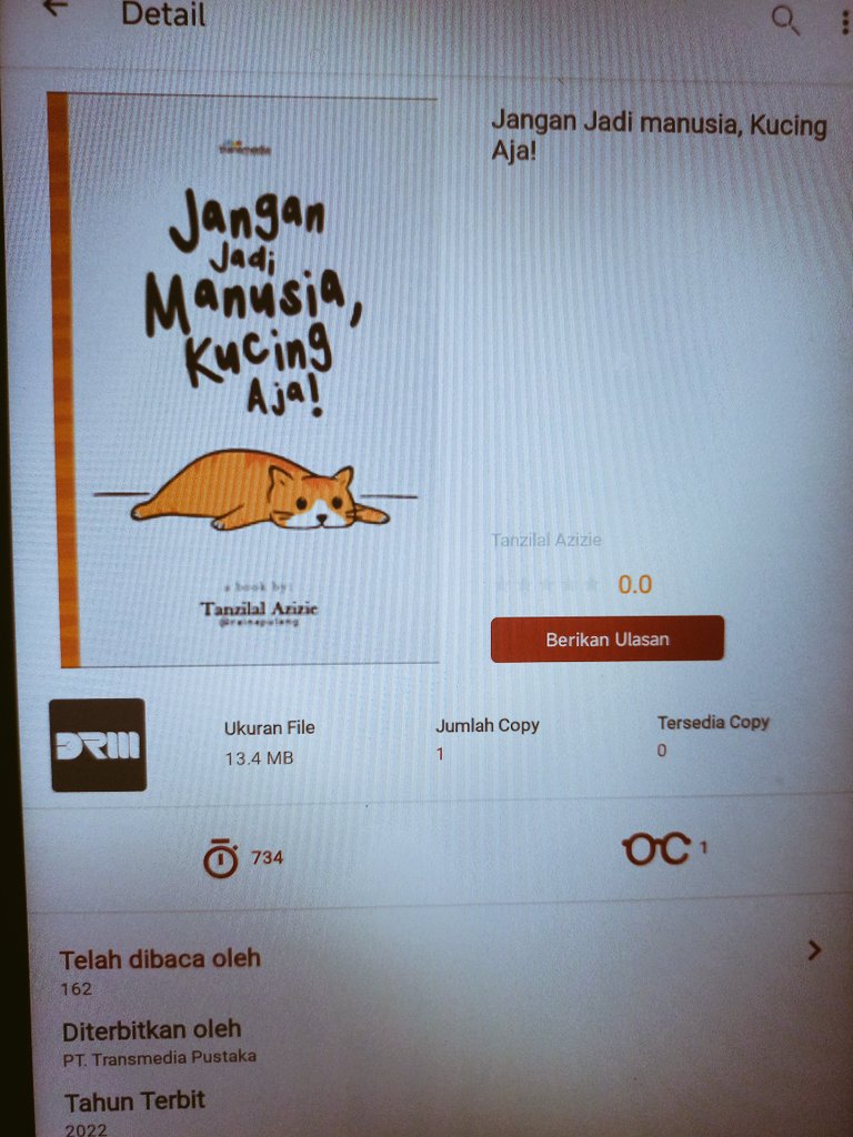 HSHapsari's tweet photo. [Current read] 
Rekomendasi bacaan ringan (self-help) 

📚📖Jangan Jadi Manusia, Kucing Aja!
Oleh: Tanzilal Azizie 

Available on ibi library
Beli buku fisiknya di sini 👉https://t.co/phdwmUSVxd https://t.co/FtCrHsoAsR