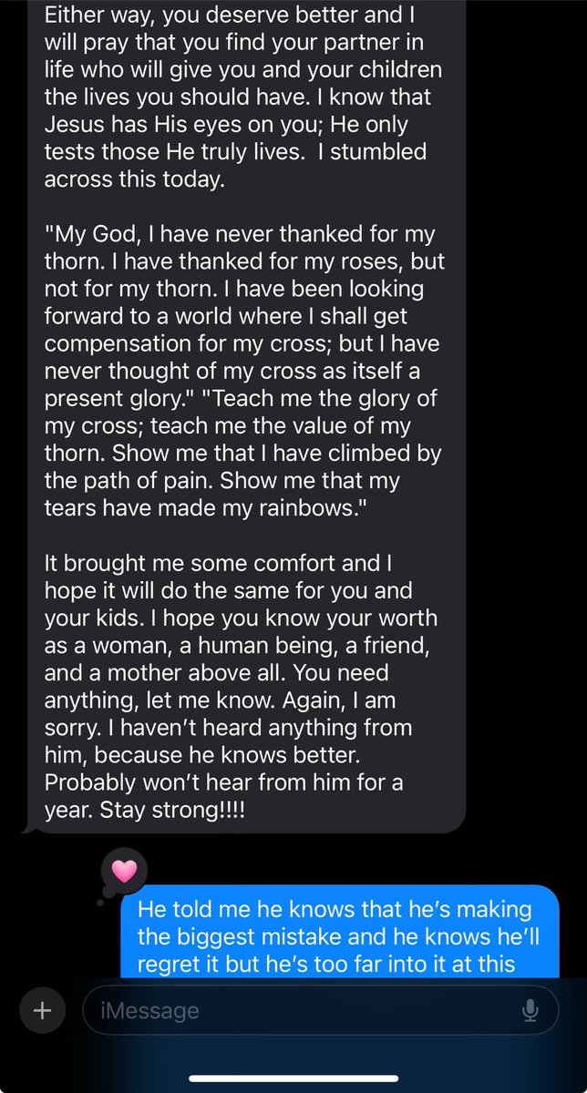 TweetinZee's tweet photo. This is a part of the message I got from my exes Dad last night when I let him know he finally came and got all his stuff. To lose this type of love from a partner’s parent when I’ve never experienced it before is criminal. 

I’m just living in a broken state for now. https://t.co/7XhNVXKVbY