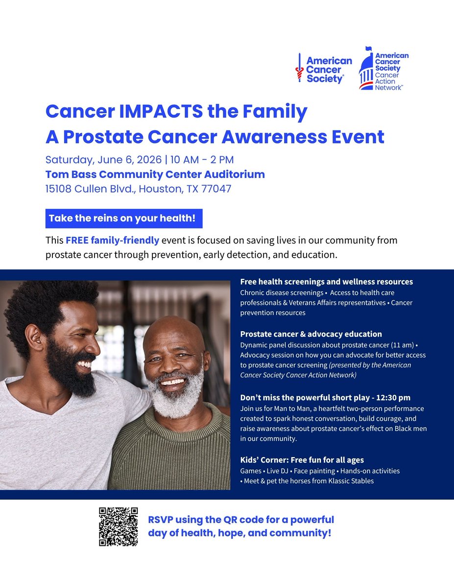 ACSCANTexas's tweet photo. 📢Update: New Date and Location

On June 6, we’re hosting Cancer IMPACTS the Family, along with @AmericanCancer &amp; Mr. Craig Garrett of Klassic Stables.

This family-friendly event is focused on saving lives from #ProstateCancer through prevention, early detection &amp; education. https://t.co/QAAK4D87X4