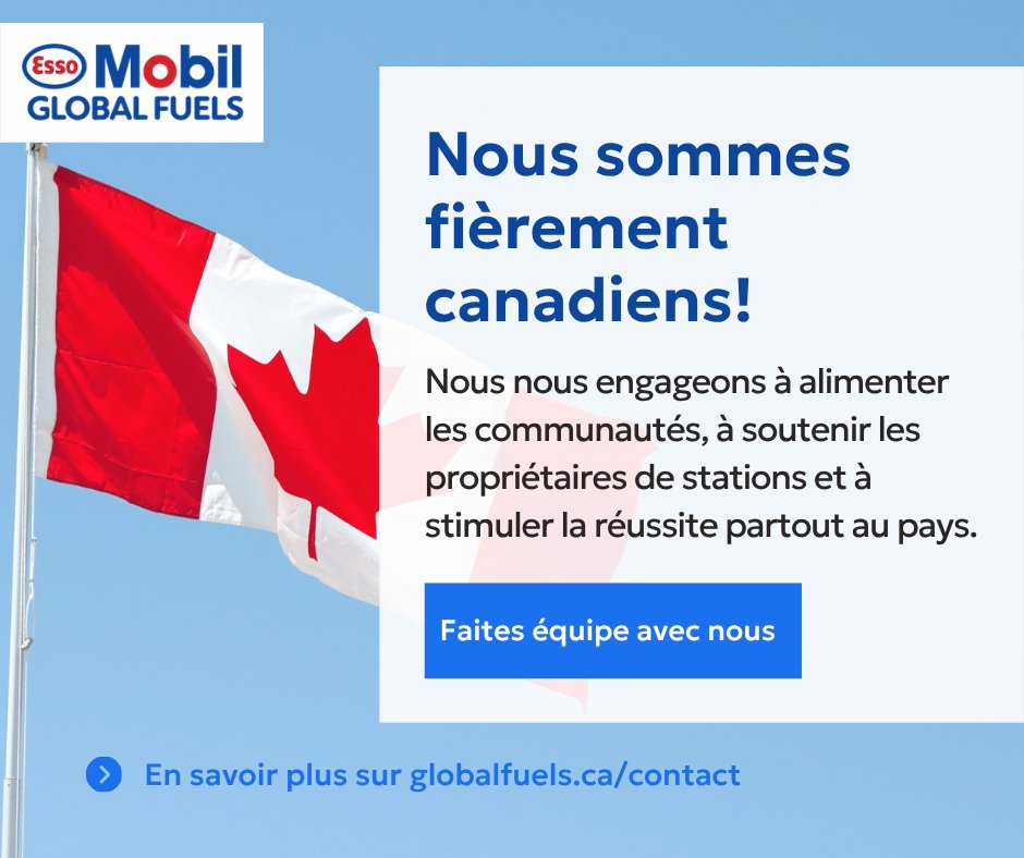 GlobalFuelsInc's tweet photo. Fièrement canadien. 🇨🇦 Les Pétroles Global soutiennent les communautés locales, les entreprises canadiennes et les exploitants indépendants d’un océan à l’autre. Bâtis sur la confiance et le partenariat. https://t.co/72t9YKsjKK