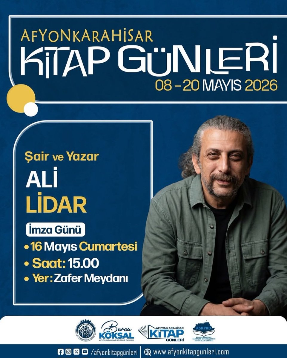 AliLidar's tweet photo. Muhterem Afyonlular... Yarın (16 Mayıs Cuma) Saat 15:00 gibi Afyon Kitap Fuarı Sel Yayınları Standında olacağım inşallah. Müsait olan herkesi beklerim... https://t.co/B2CHW6RALm