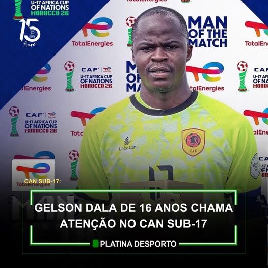 BPNGNEWS's tweet photo. AOS 17 ANOS DE IDADE GUARDA-REDES ANGOLANO GELSON DALA, É ELEITO MELHOR EM CAMPO
O guarda-redes angolano Gelson Dala, da seleção nacional sub-17, foi distinguido como o melhor jogador em campo no empate sem golos de Angola diante do Mali. https://t.co/Sh5WS4EOTw
