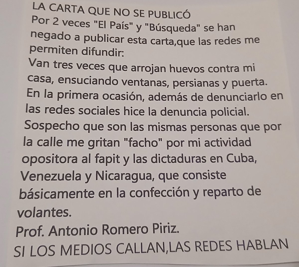 Prof. Antonio Romero Piriz , Oriental Republicano tweet media