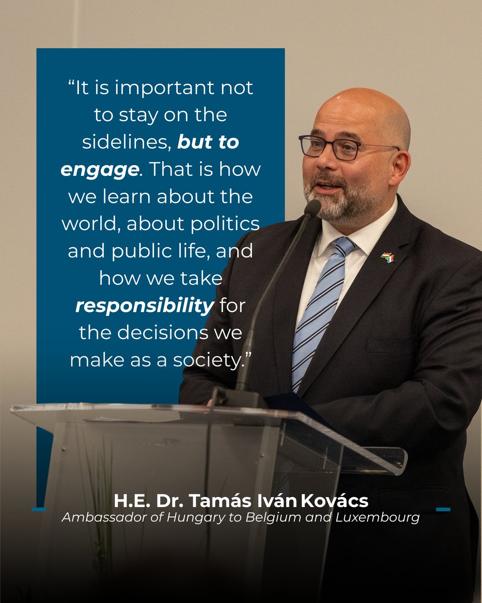 CHURCHinEU's tweet photo. “It is important not to stay on the sidelines, but to engage. That is how we learn about the world, about politics and public life, and how we take responsibility for the decisions we make as a society.” — H.E. Dr. Tamás Iván Kovács

On May 13, 2026, we welcomed Ambassador @tamasivankovacs of Hungary to Belgium & Luxembourg in joining our Nexus young adults in Brussels for an evening focused on public service, faith, family policy, and civic engagement.

Throughout the dinner, young adults had the opportunity to ask questions about diplomacy, international relations, youth involvement in politics, and the role faith communities play in serving the public good. The Ambassador participants to stay engaged and involved in the future of society.

We are grateful for his presence and wisdom shared during his time with us that evening in inspiring many.