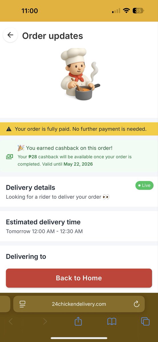 _ewanko_'s tweet photo. Anyone know how to cancel 24chicken order? Wala kaming telephone. More than 2hrs pala ang hintayan 🙃 ang mahal na nga ng delivery fee https://t.co/mvteLx4wZn