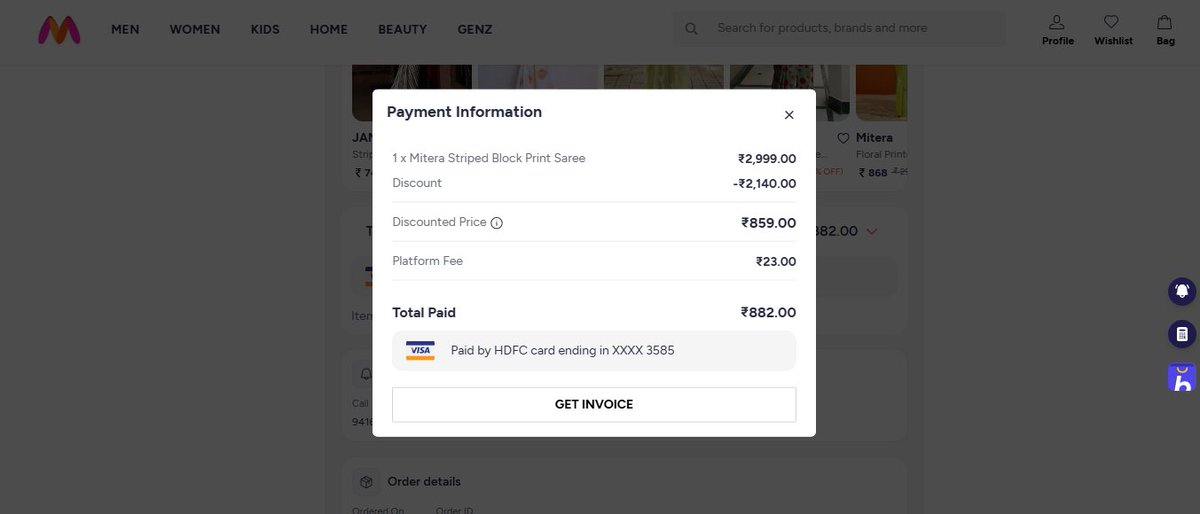 Princ4ueye's tweet photo. 14 years with Myntra, and this is the experience. Ordered 2 items (₹882+₹882). One wrong product, one poor quality. Returns picked up, but refunds became ₹859 &amp; ₹809. This feels unfair and misleading. 
@myntra  @MyntraSupport  @consaff https://t.co/mmOxaocMMK