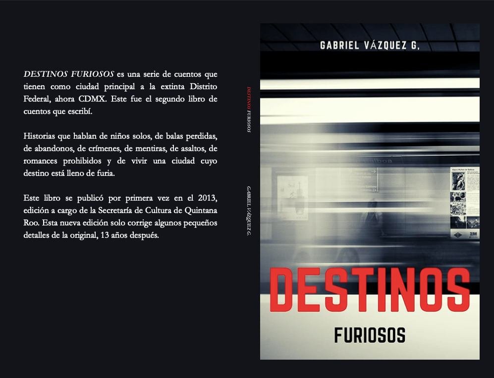 gabovazquezg's tweet photo. Amigos, mi #libro #destinosfuriosos, publicado en el 2013 en #quintanaroo, hecho #ebook en el 2020, ya tiene nueva #edición en papel, en #amazonlibros.
por si a alguien la falta en su colección.
#cuentos #chilangos,
#cdmx #librosmexicanos #librosmexico https://t.co/UzHzCbeL74