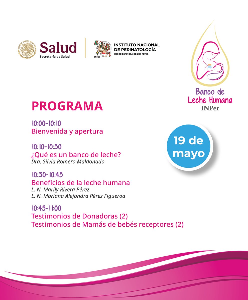 INPer_mx's tweet photo. En Conmemoración del Día Mundial de la Donación de Leche Humana
DONACIÓN DE LECHE HUMANA: SOLIDARIDAD QUE NUTRE, VIDA QUE CRECE
19 de mayo • 10:00 h.
Banco de Leche Humana INPer
#bancodeleche #lechehumana #bancodelechehumana #donacióndelechehumana https://t.co/8nLhl7he2I
