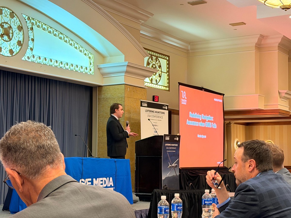 TUALCOM's tweet photo. Thank you to everyone who visited us at the Loitering Munitions Conference USA 2026 in Arlington.

Throughout the event, we had the opportunity to showcase our Anti-jamming, TRNAV, Electronic Warfare, Datalink, and Telemetry solutions developed to support resilient navigation, secure command and control, and robust data transmission for next-generation loitering munition and unmanned systems operations.
 
We were also pleased to present our session, “Redefining Navigation: Assurance when GNSS Fails,” where we shared our approach to maintaining reliable navigation capabilities in contested and GNSS-denied environments.

#TUALCOM #LoiteringMunitions #Antijamming #TRNAV #ElectronicWarfare