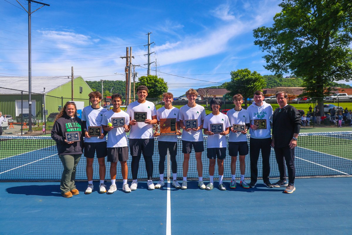 TheWVSSAC's tweet photo. Congrats to the Division II Boys Tennis State Champions, Charleston Catholic! Williamstown finishes as the runner-up. https://t.co/psBPiDJGgv