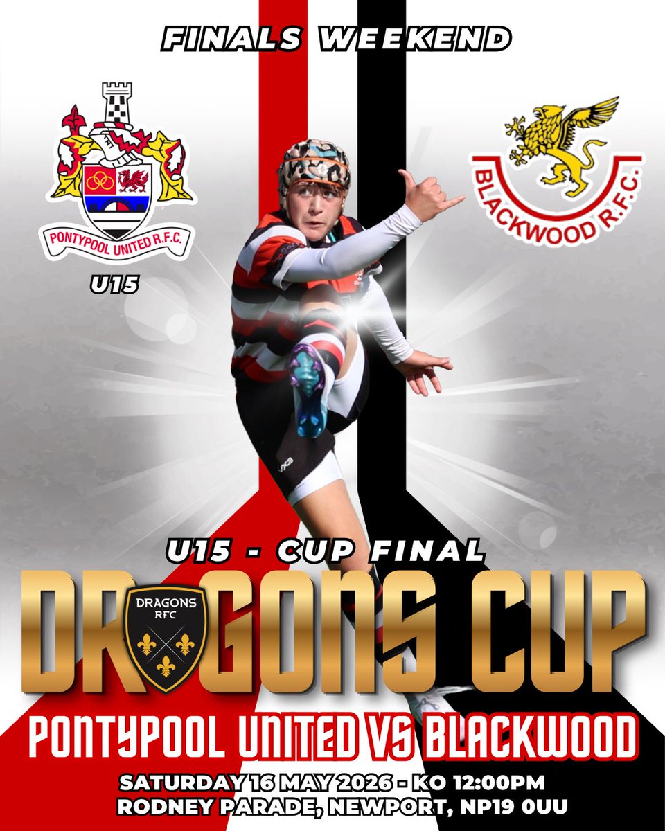 ppoolutdMandJ's tweet photo. 𝘿𝙍𝘼𝙂𝙊𝙉𝙎 𝘾𝙐𝙋 - 𝙁𝙄𝙉𝘼𝙇𝙎 𝙒𝙀𝙀𝙆𝙀𝙉𝘿

🏆U15 Cup
🆚 Blackwood
📆 Sat 16 May 2026
⏰ KO 12:00PM

#WeAreUnited 🇾🇪🏉 https://t.co/F9RD23qtWr