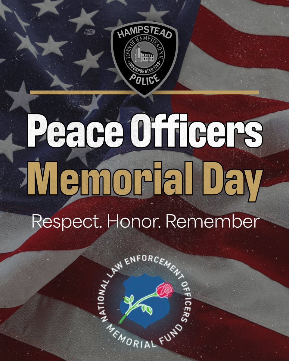 HampsteadPD's tweet photo. Today  is Peace Officers Memorial Day. On this solemn day, the Hampstead  Police Department pauses to honor and remember all peace officers who  have made the ultimate sacrifice in the line of duty. 

Respect. Honor. Remember. 

#PeaceOfficersMemorialDay #NationalPoliceWeek https://t.co/OsamLOeiqf