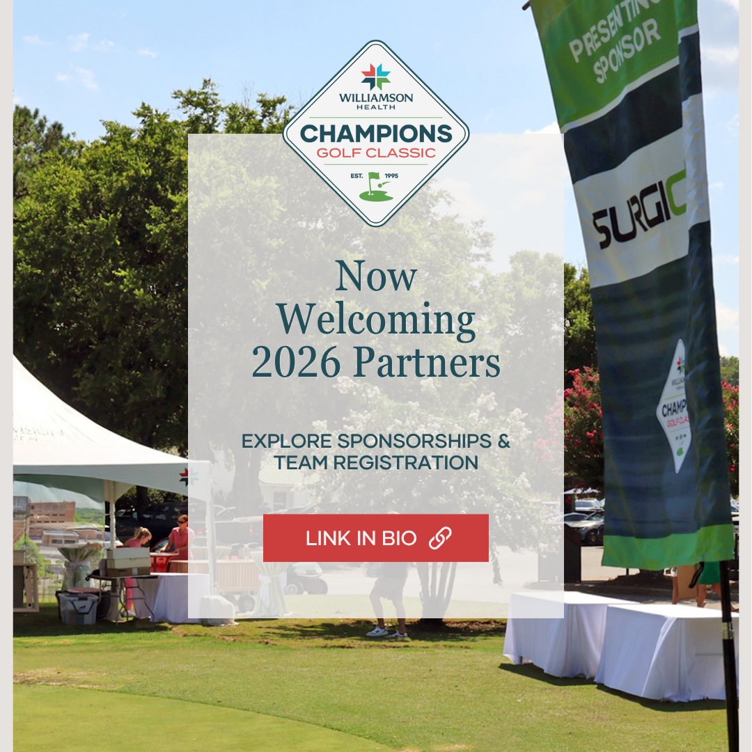 whealthfound's tweet photo. Now welcoming 2026 partners ⛳️
Join us for this year’s Williamson Health Champions Golf Classic on October 5 and be part of an experience that brings together community, connection and meaningful impact. https://t.co/nOwACYyER3