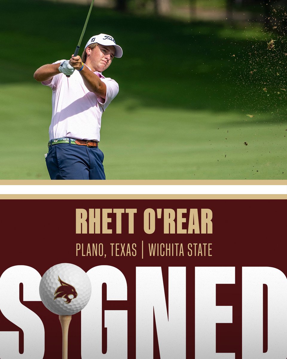 TxStateMGolf's tweet photo. Welcome back to 𝕋𝕙𝕖 𝕃𝕠𝕟𝕖 𝕊𝕥𝕒𝕣 𝕊𝕥𝕒𝕥𝕖

A prep standout on the TLJT and AJGA Tours, Rhett's making his way back home. Welcome to San Marcos!

#EatEmUp https://t.co/Qe4hs2TJEb
