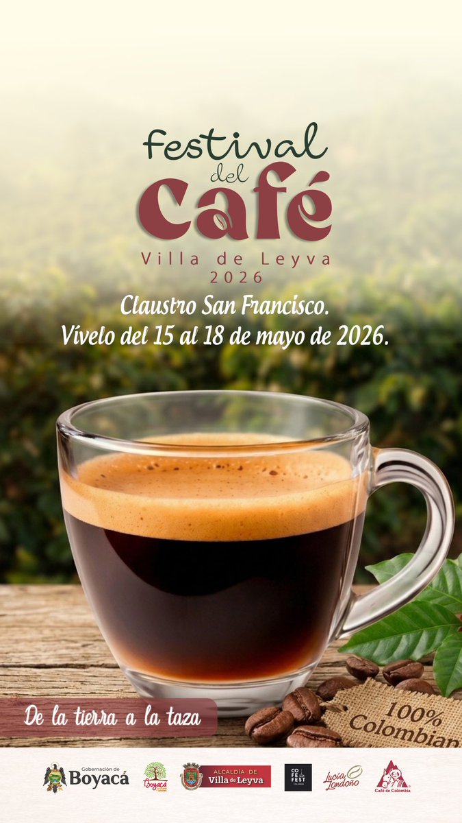 SecDesarrolloEB's tweet photo. Villa de Leyva se llena de aroma, tradición y sabor con el Festival del Café de la #BoyacáGrande💚💜🤍 ☕

Del 15 al 18 de mayo, vive “De la tierra a la taza” en el Claustro San Francisco y disfruta lo mejor del café boyacense. https://t.co/yRR3Dnt7zw