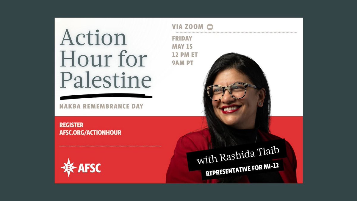 teolol's tweet photo. Today at 9am @afsc_org is hosting Congresswoman @rashidatlaib to speak about a #freepalestine🇵🇸 https://t.co/PdQlRPeJ5V